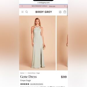 Birdy Grey Bridesmaids dress. Sage Green. Crepe fabric. Medium